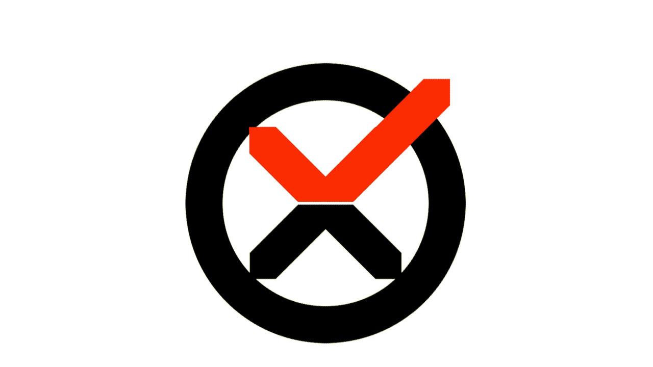 X-men logo with voting checkmark