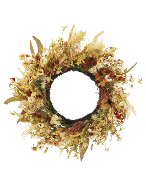 Fall Foliage & Floral Wreath 
