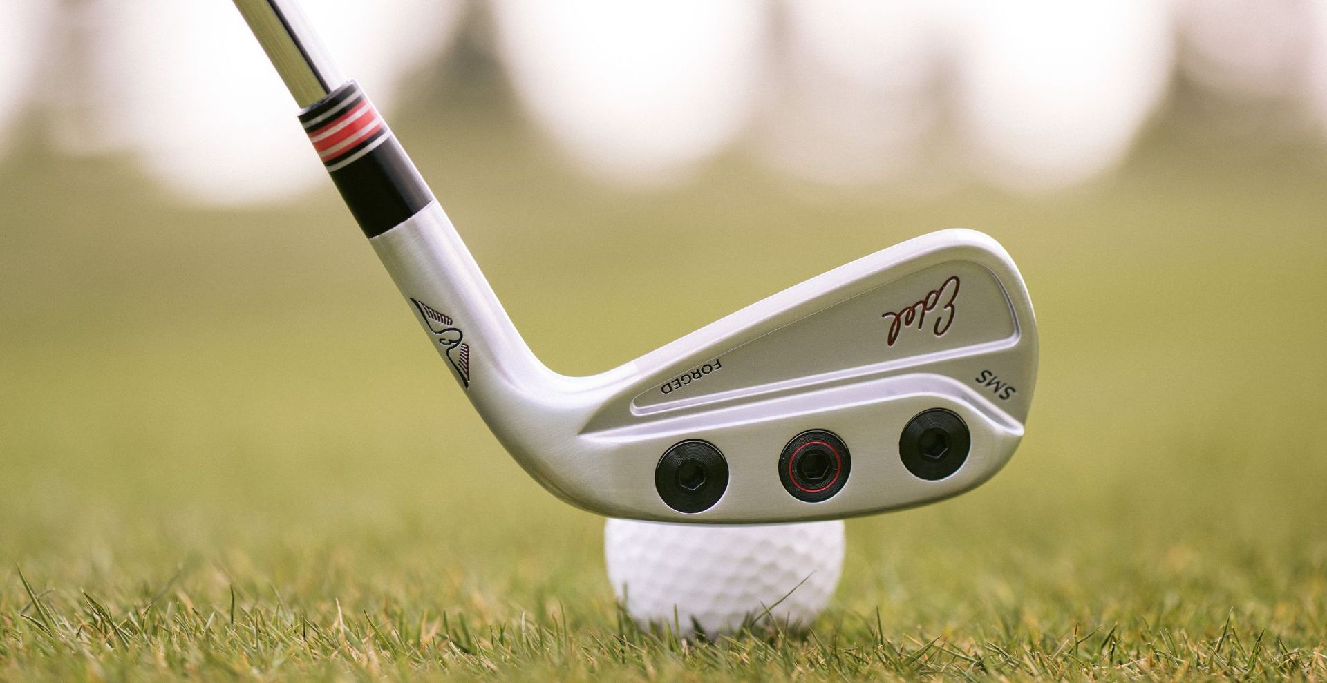 Edel SMS iron behind a golf ball at address