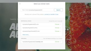 Weebly's options menu for domain names