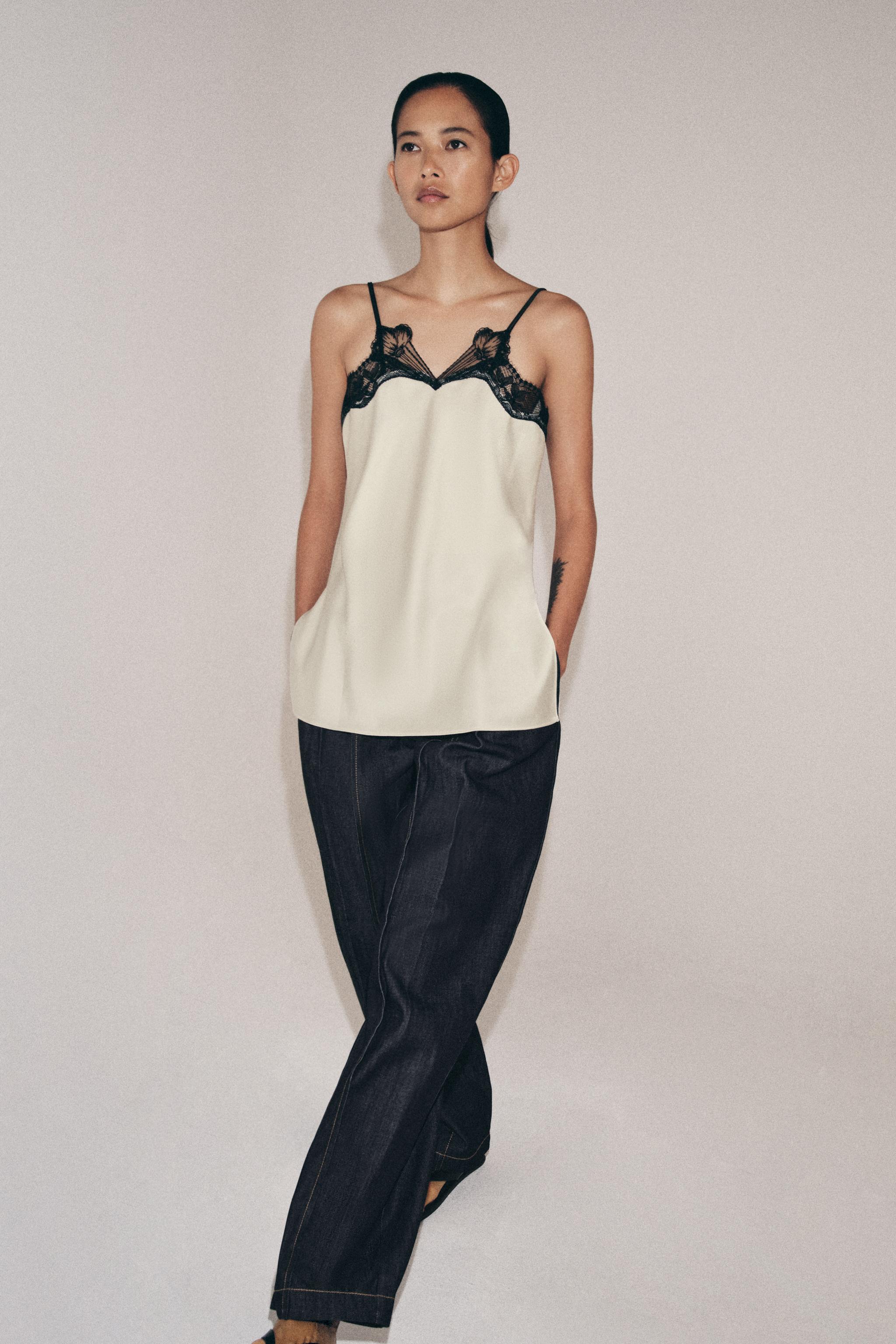 Zw Collection Contrast Lace Top