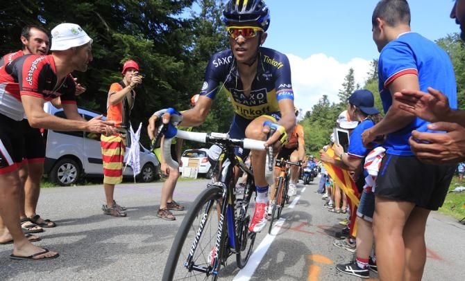Alberto Contador (Saxo-Tinkoff) in action during stage 8