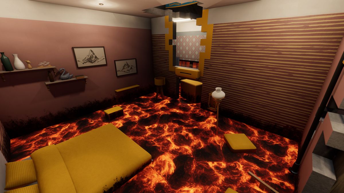 A house with lava on the floor