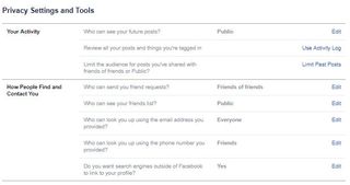 My Facebook privacy settings