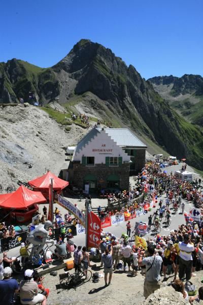 The cafe in the middle of the picture is a museum dedicated to Tour de France memorabilia