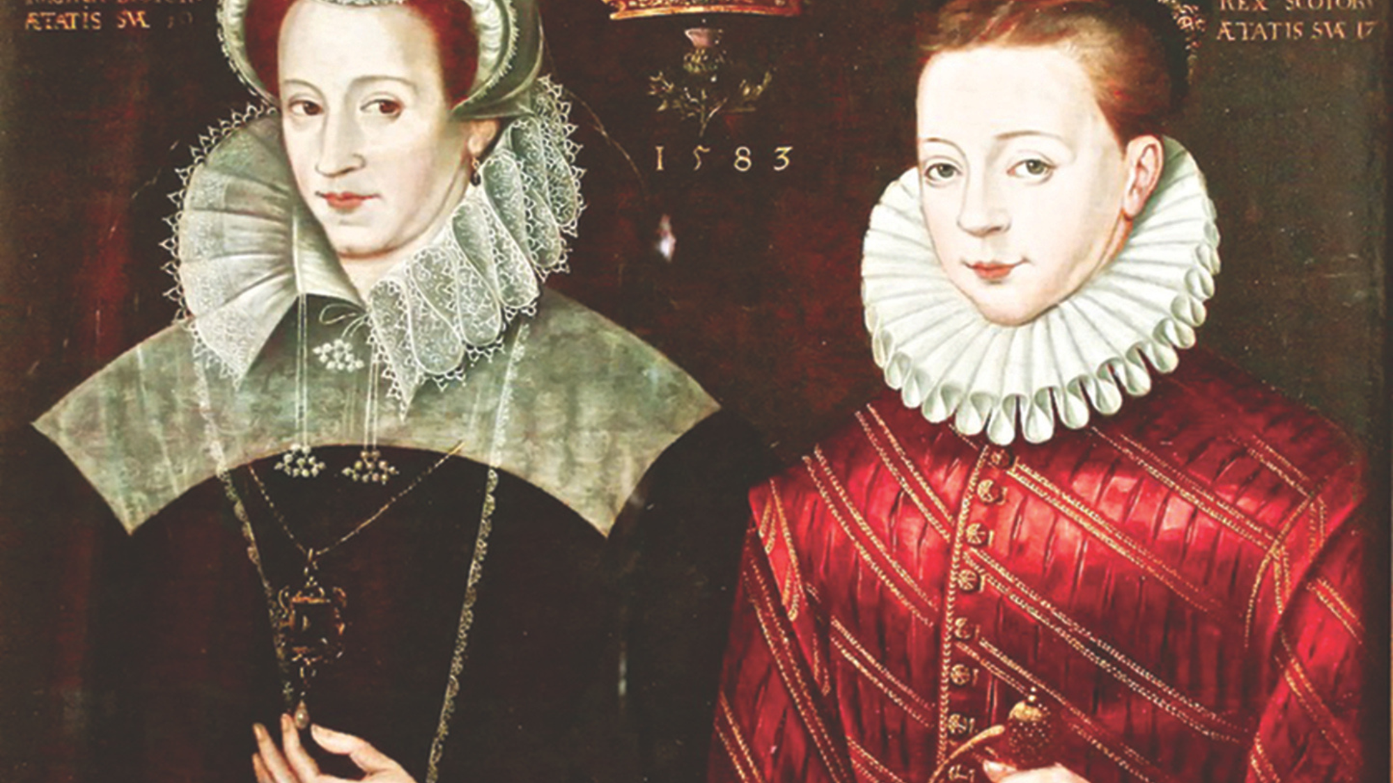 A 1583 portrait showing Mary Queen of Scots with James