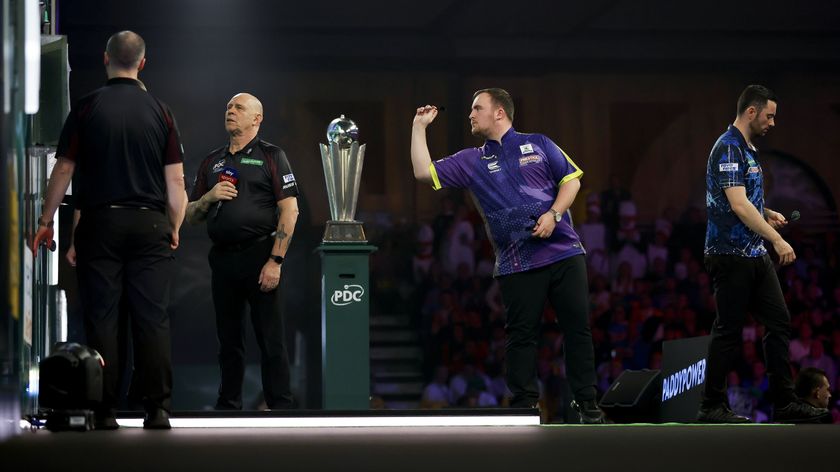 Luke Littler and Luke Humphries facing off in last year&#039;s PDC World Darts Championship 2024