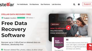 Website screenshot for Stellar Free Data Recovery