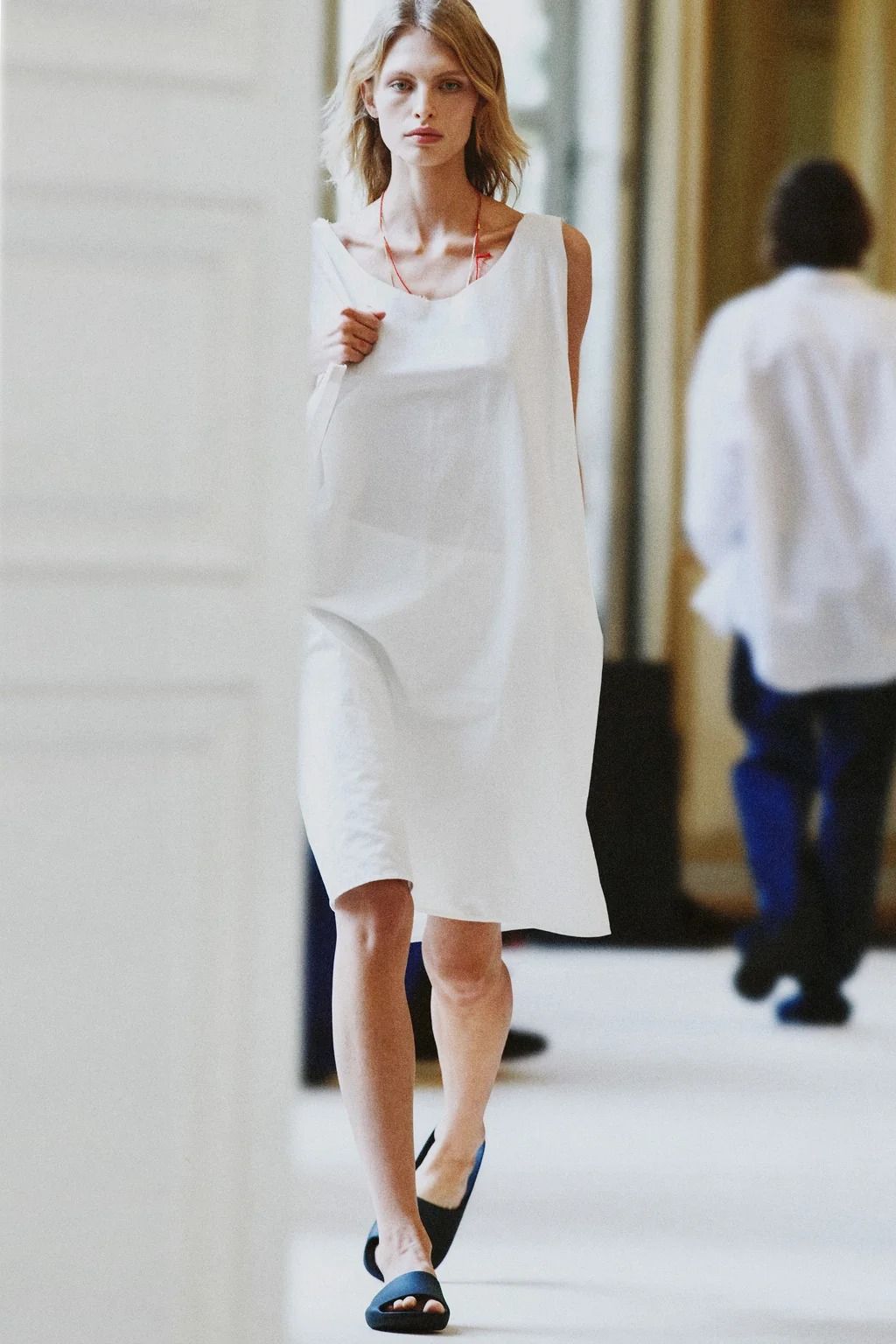 a model walks the The Row summer 2027 runway during Paris Fashion Week
