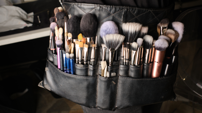 a make-up artists make-up brush belt showcasing one of the Best make-up brush sets