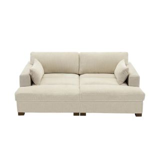 White cloud couch dupe in corduroy