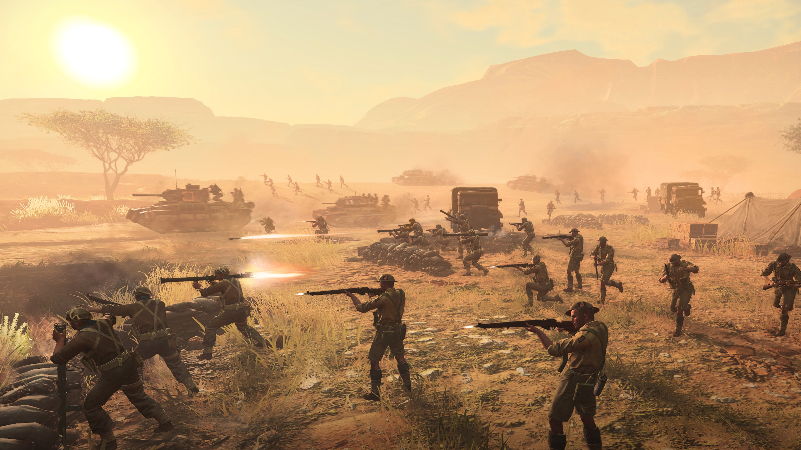 Company of Heroes 3 soldiers fighting in a yellow haze