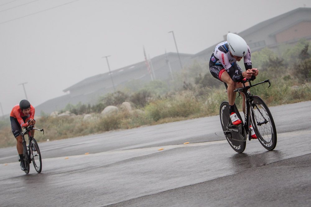 Riders mix it up on the way into the finish
