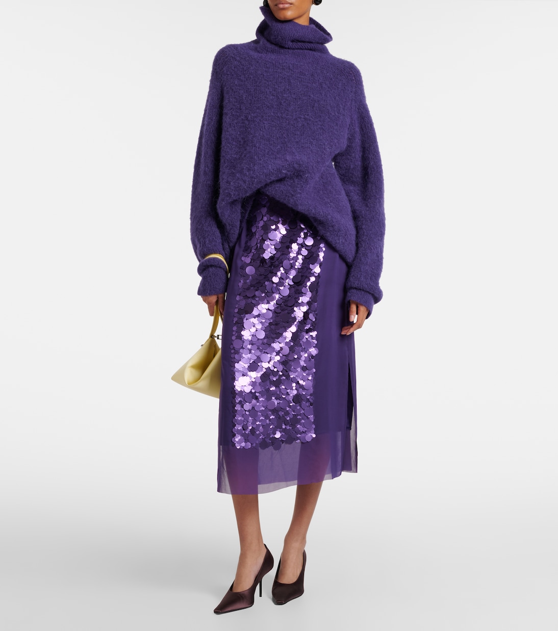 Cambo Sequined Midi Skirt in Purple - Joseph