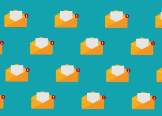 A repeating illustration of an email icon.