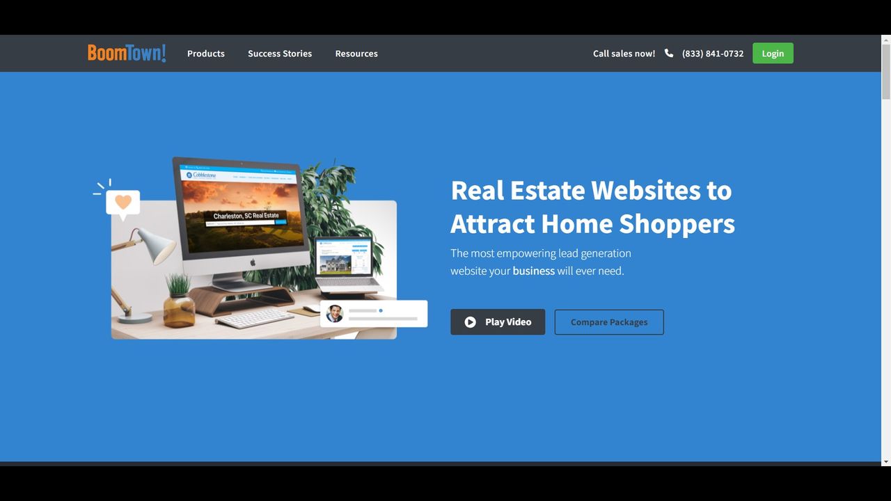 Screenshot of BoomTown&rsquo;s website builder page.