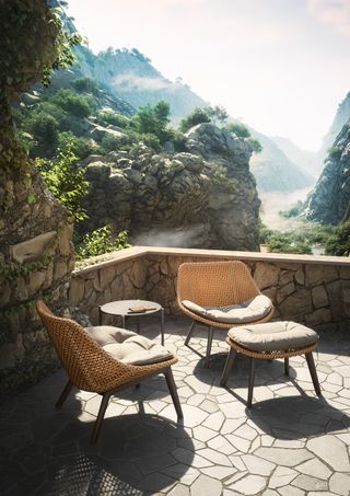 Dedon Mbrace outdoor chairs in mountain environment