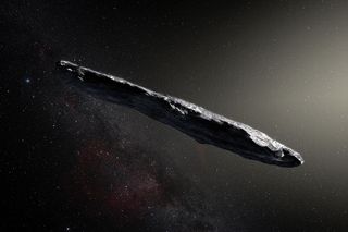 Artist's illustration of 'Oumuamua, the first interstellar object ever confirmed in our own solar system.