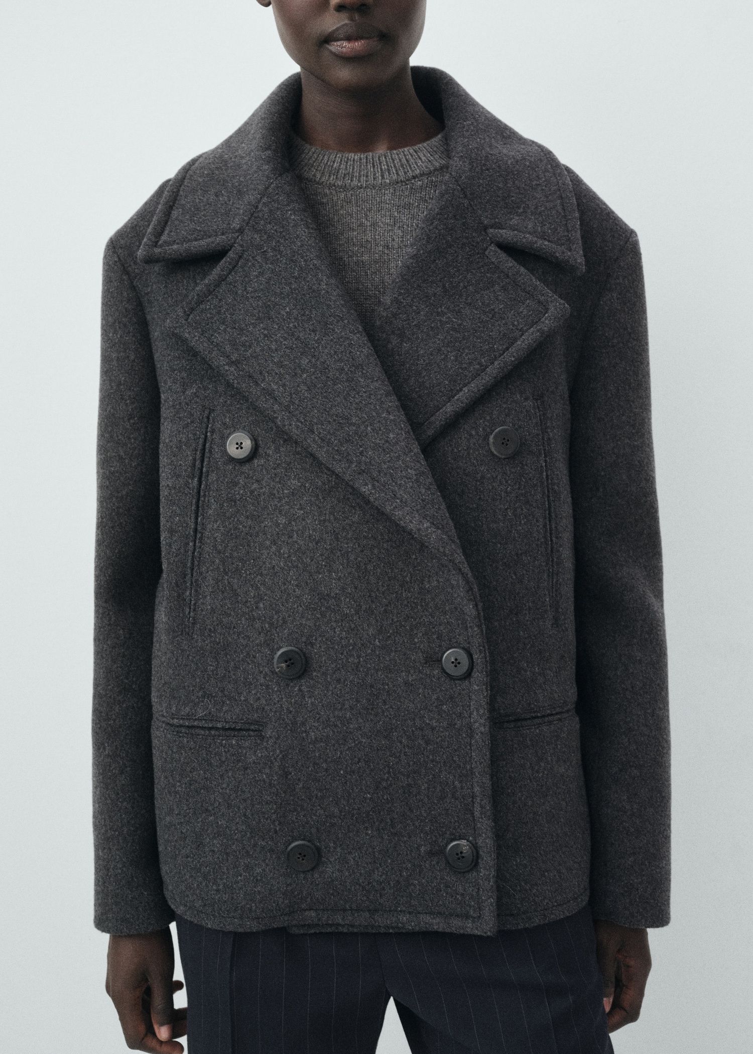 Double-Breasted Wool Coat - Women | Mango United Kingdom
