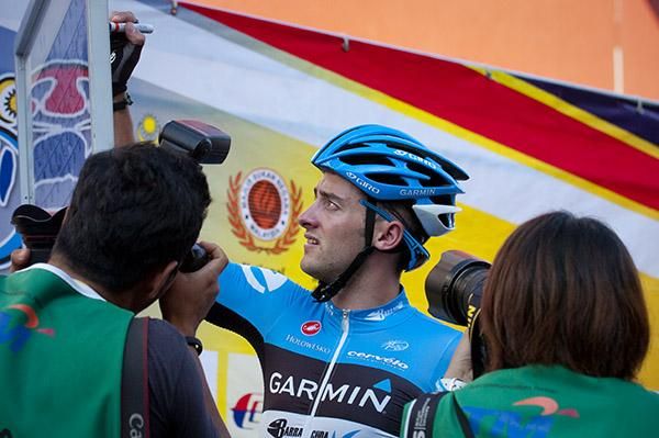 Nathan Haas (Garmin Barracuda) finds himself in the top ten and working nicely for tour leader and teammate David Zabriskie.