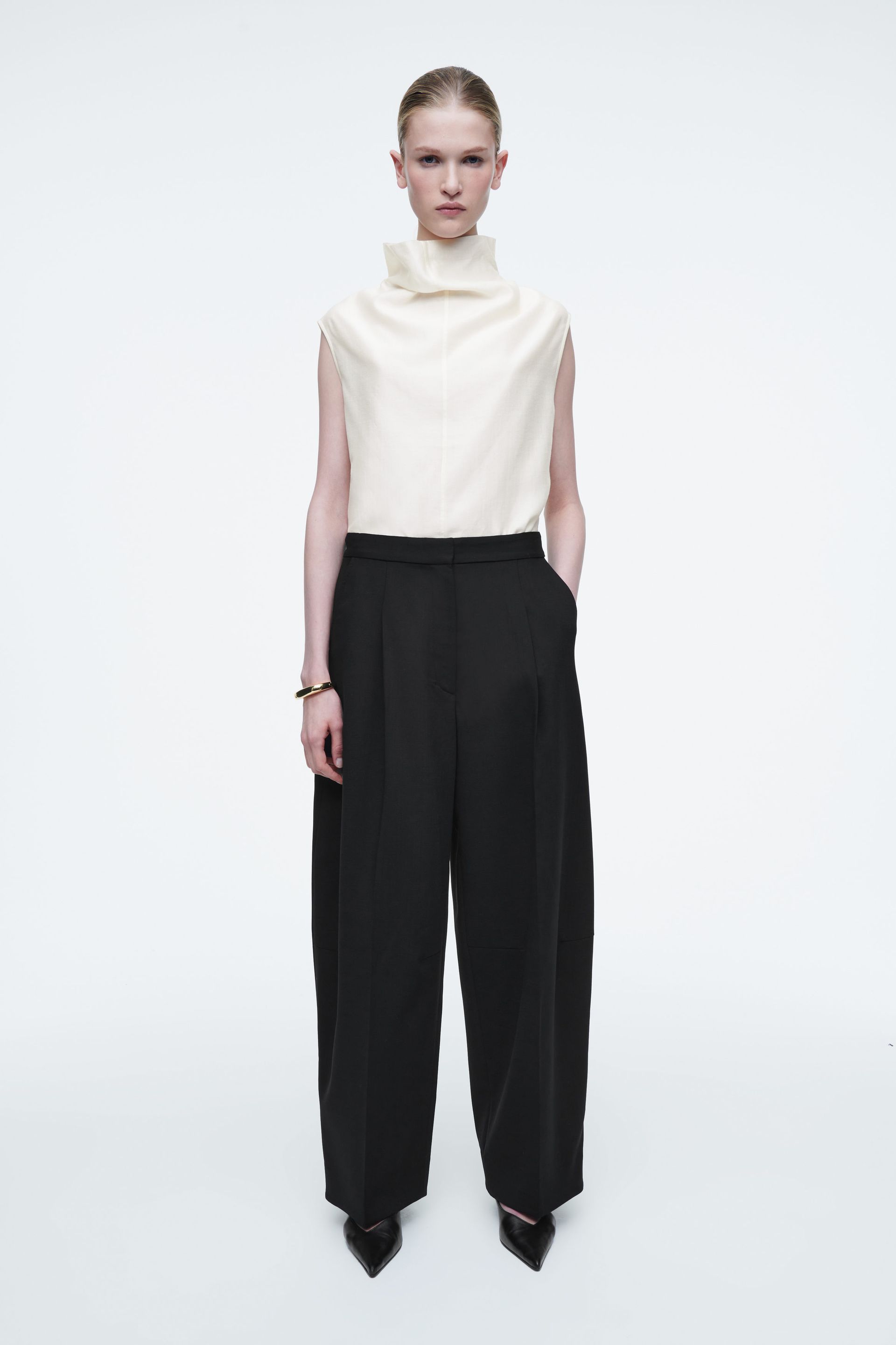 Wool-Blend Wide-Leg Trousers