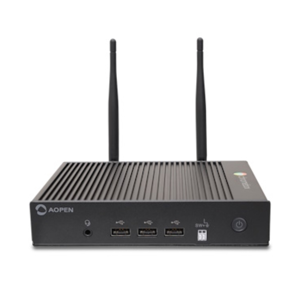 The Aopen Chromebox Mini 2 in a white product render.