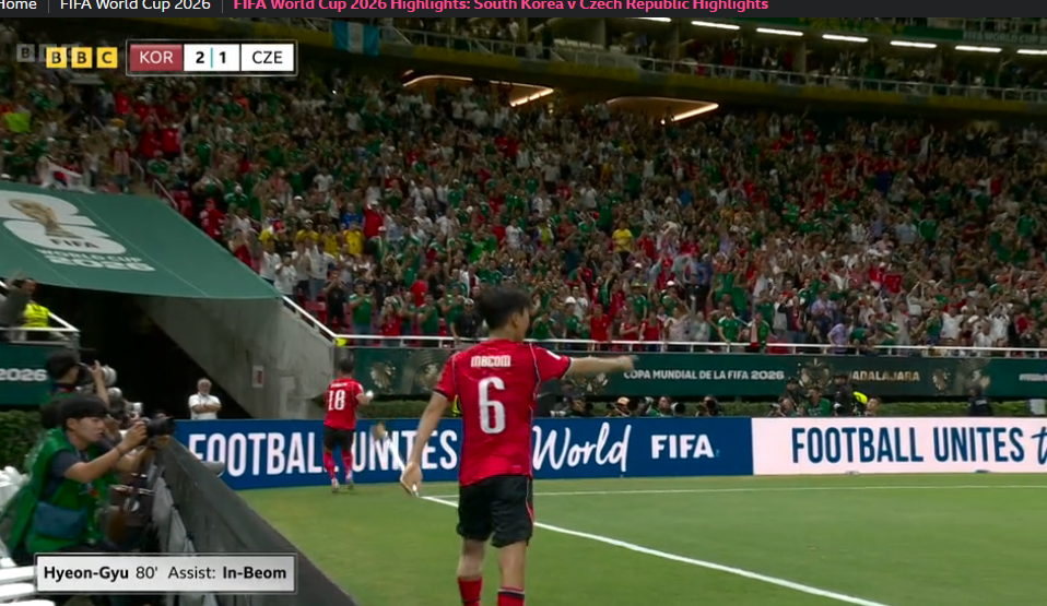 BBC captions from South Korea vs Czech Republic