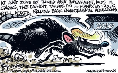 Political Cartoon U.S. Rat 2020 Race Trump Baltimore Tweets Impeachment Tax Cuts