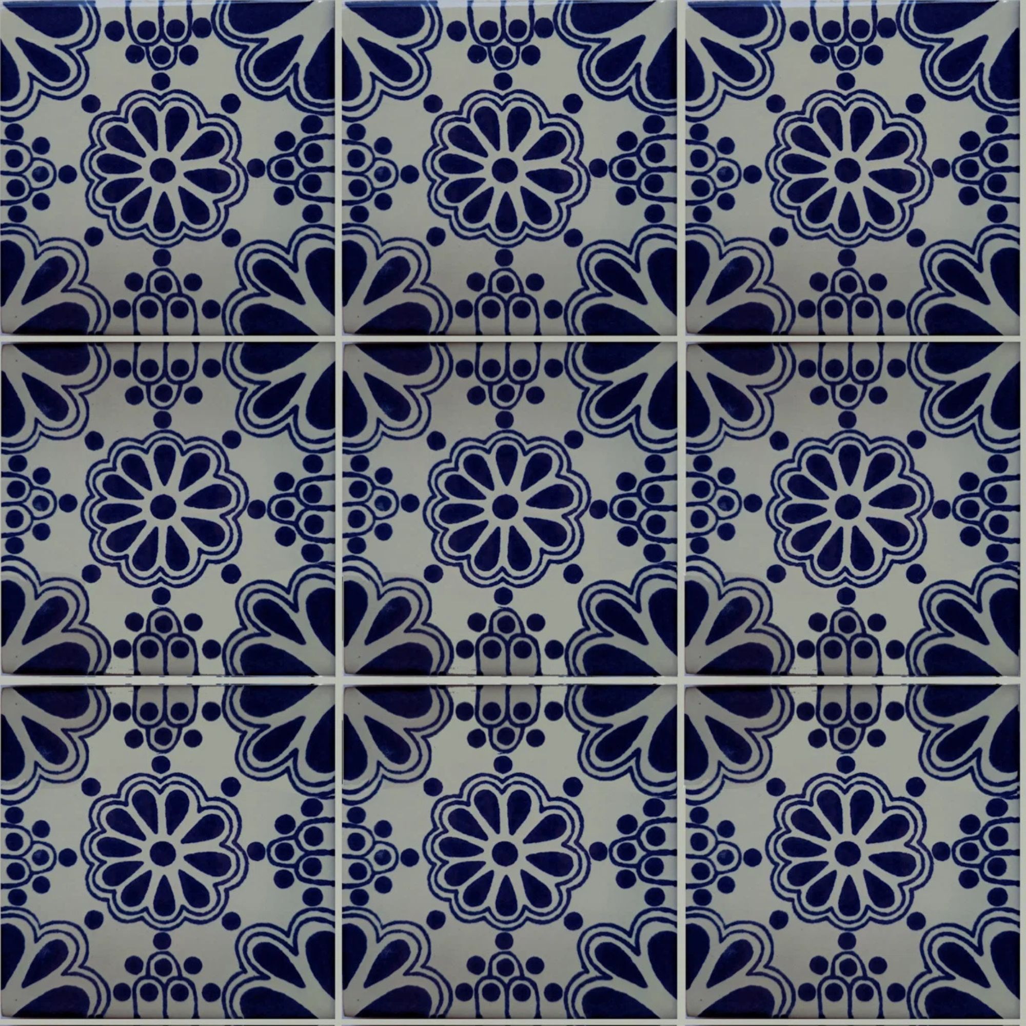 2&quot; x 2&quot; 36pcs TalaMex Blue Bouquet Talavera Mexican Tile (Set of 36)