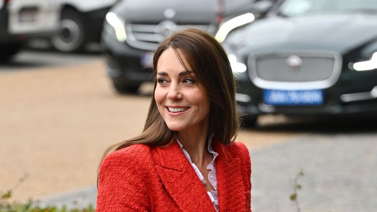 Kate Middleton arrives in Denmark wearing recycled red Zara jacket and gorgeous sleek hair