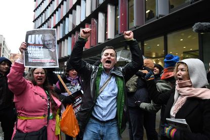 Julian Assange supporters celebrate