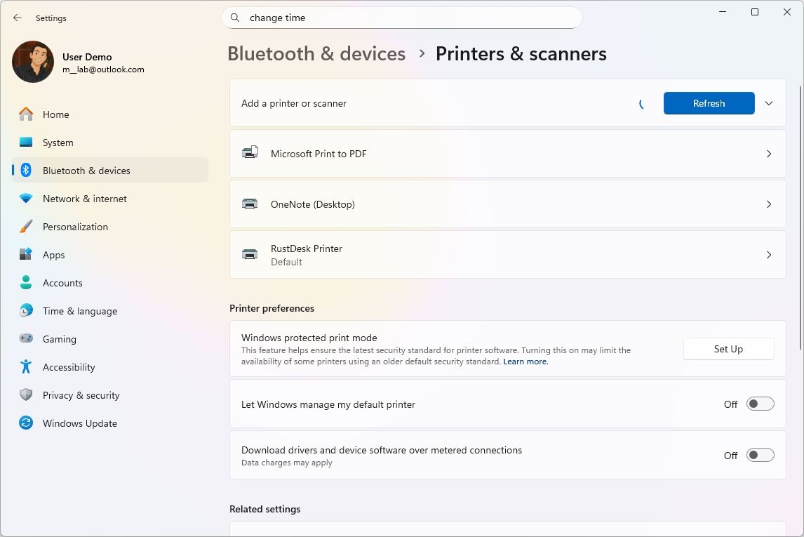 Windows 11 printer settings