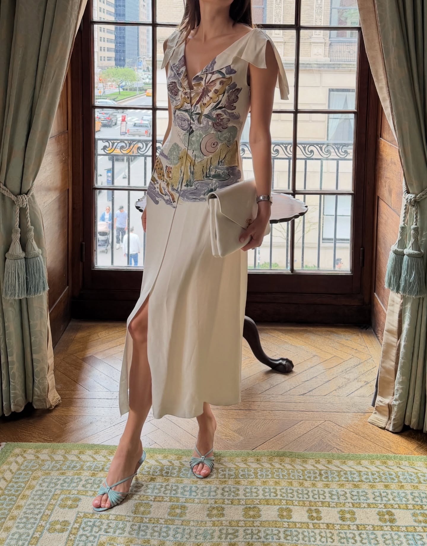 Sara Walker in her bridal shower dress in NYC