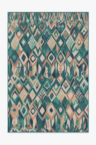 Iris Apfel Lido Ikat Teal Blue Rug | Ruggable