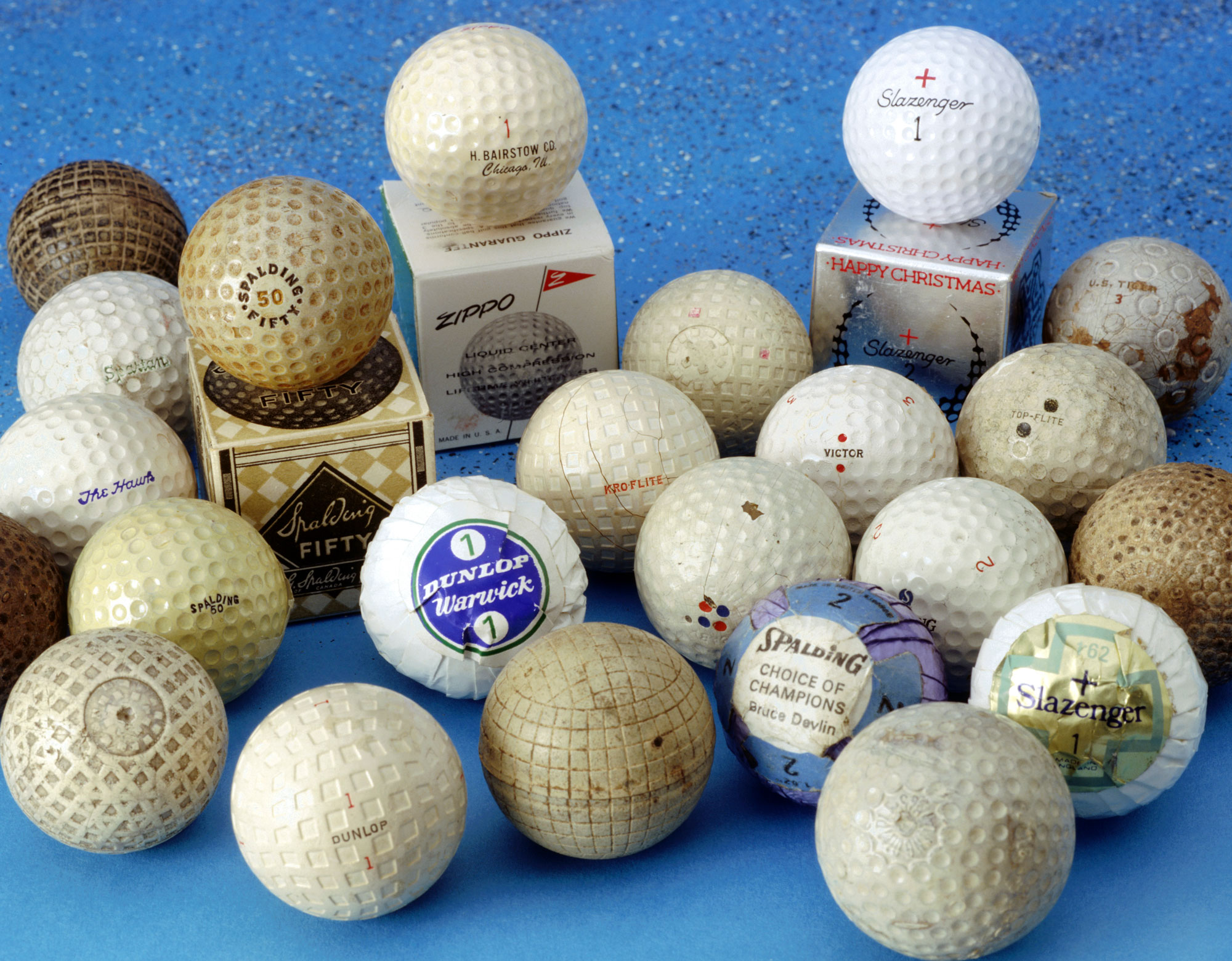A selection of old golf balls