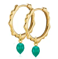 Monica Vinader Siren hoop and Fiji bud earrings in Green Onyx, £205, £153.75