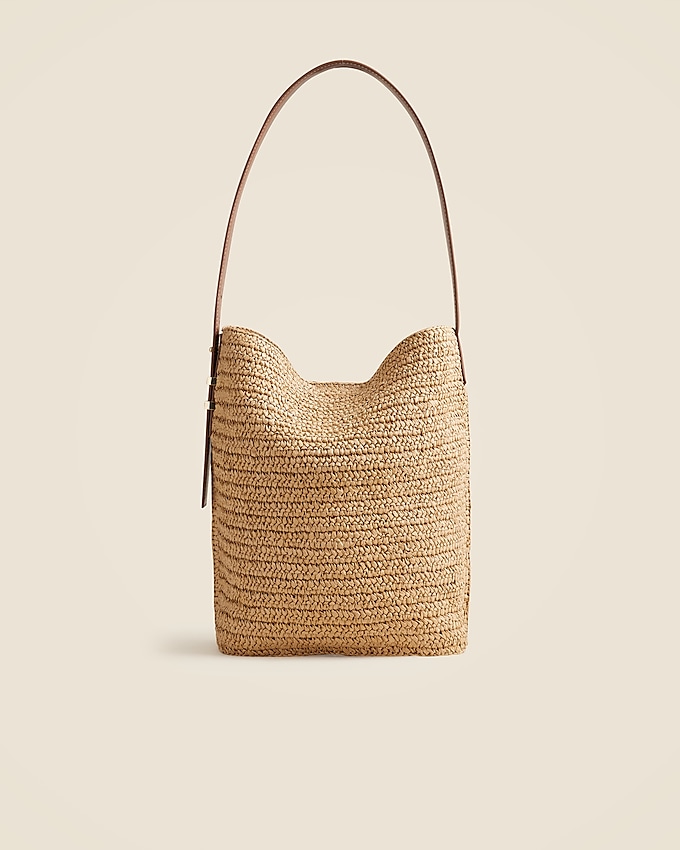 Palma Bucket Bag in Handknotted Straw and Leather
