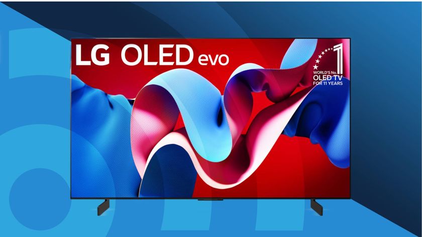 LG C4 OLED TV on blue background