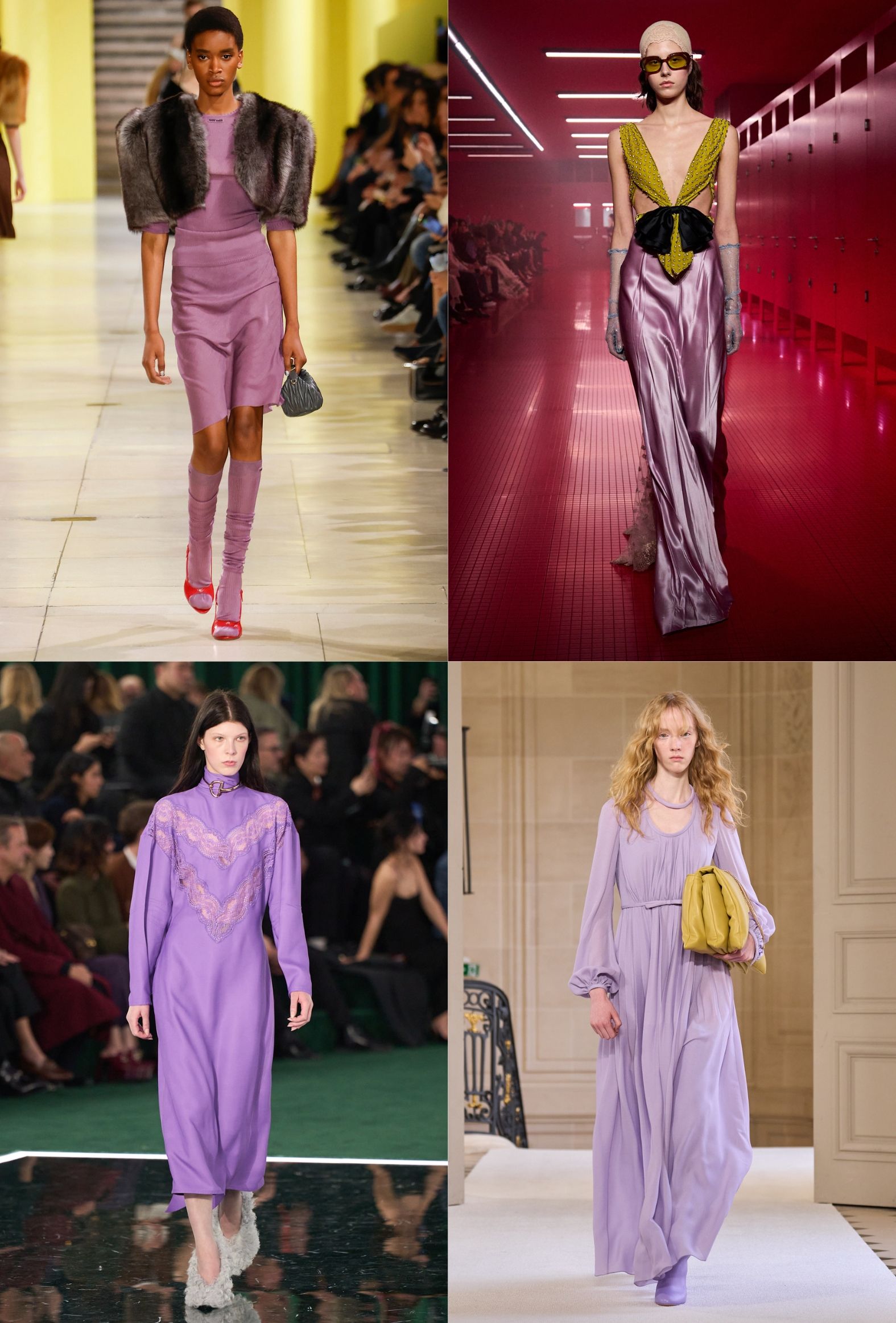 A collage of models walking the AW25 catwalks.