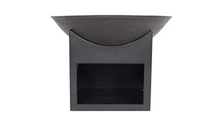 A contemporary outdoor log burner with storage