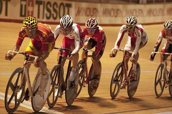 Action from the men's 15km scratch race, part of the omnium event here in Melbourne.