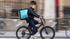 Hutch pedals an ebike with delivery backpack on