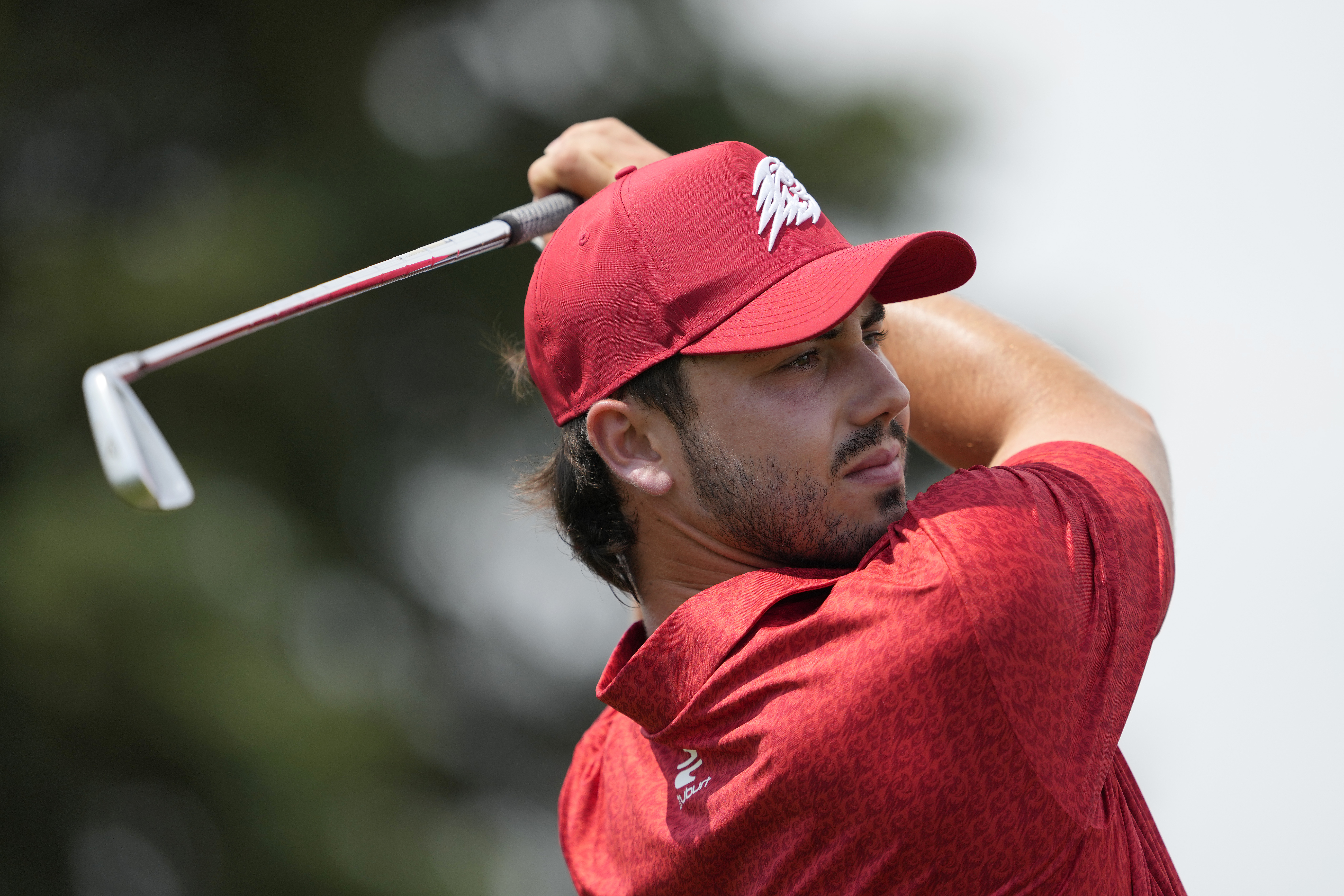 Josele Ballester hits an iron shot during LIV Golf Chicago 2025