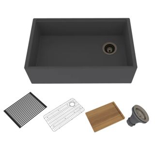 black concrete kitchen sink 