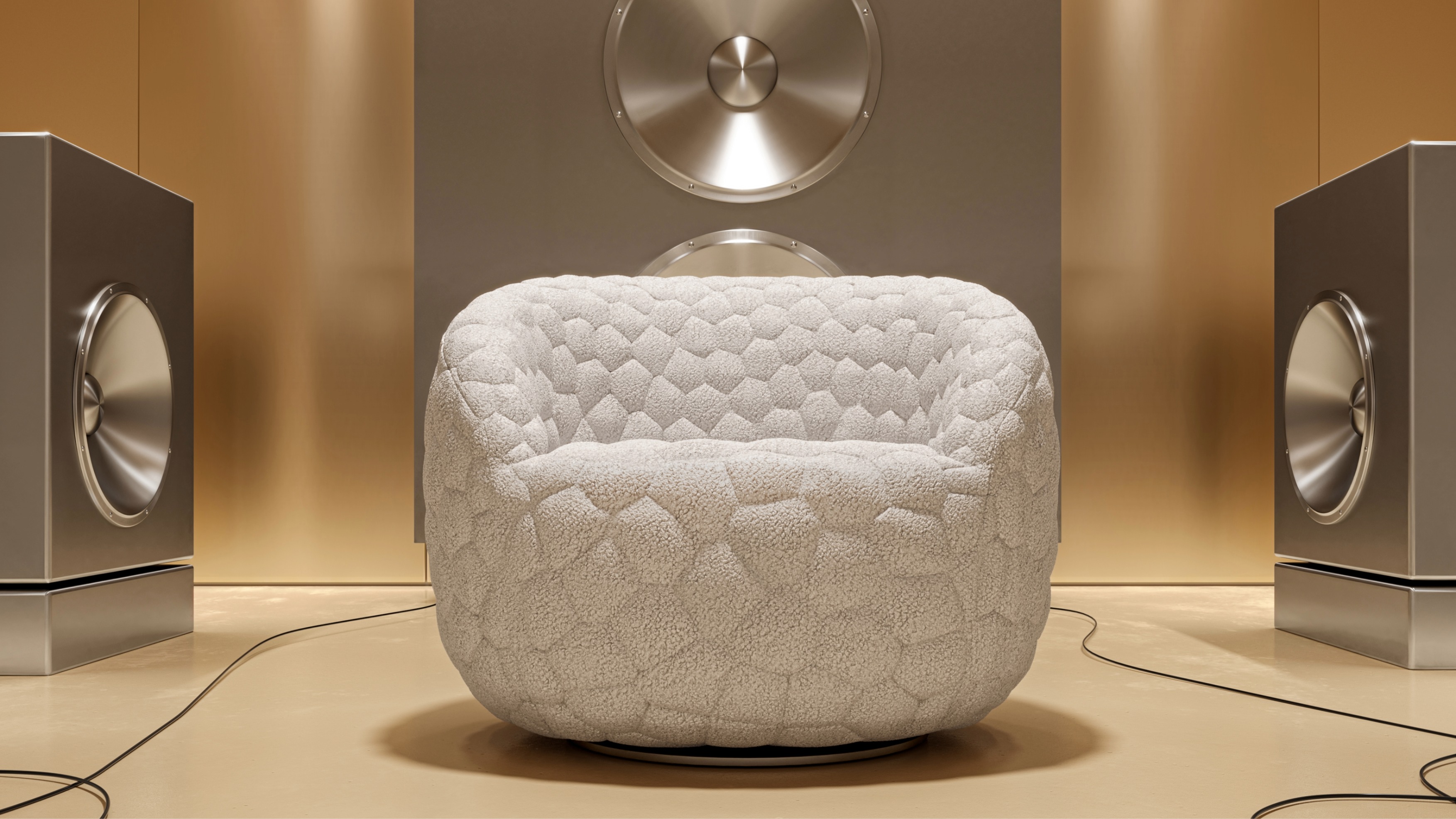 chair with padded wool upholstery