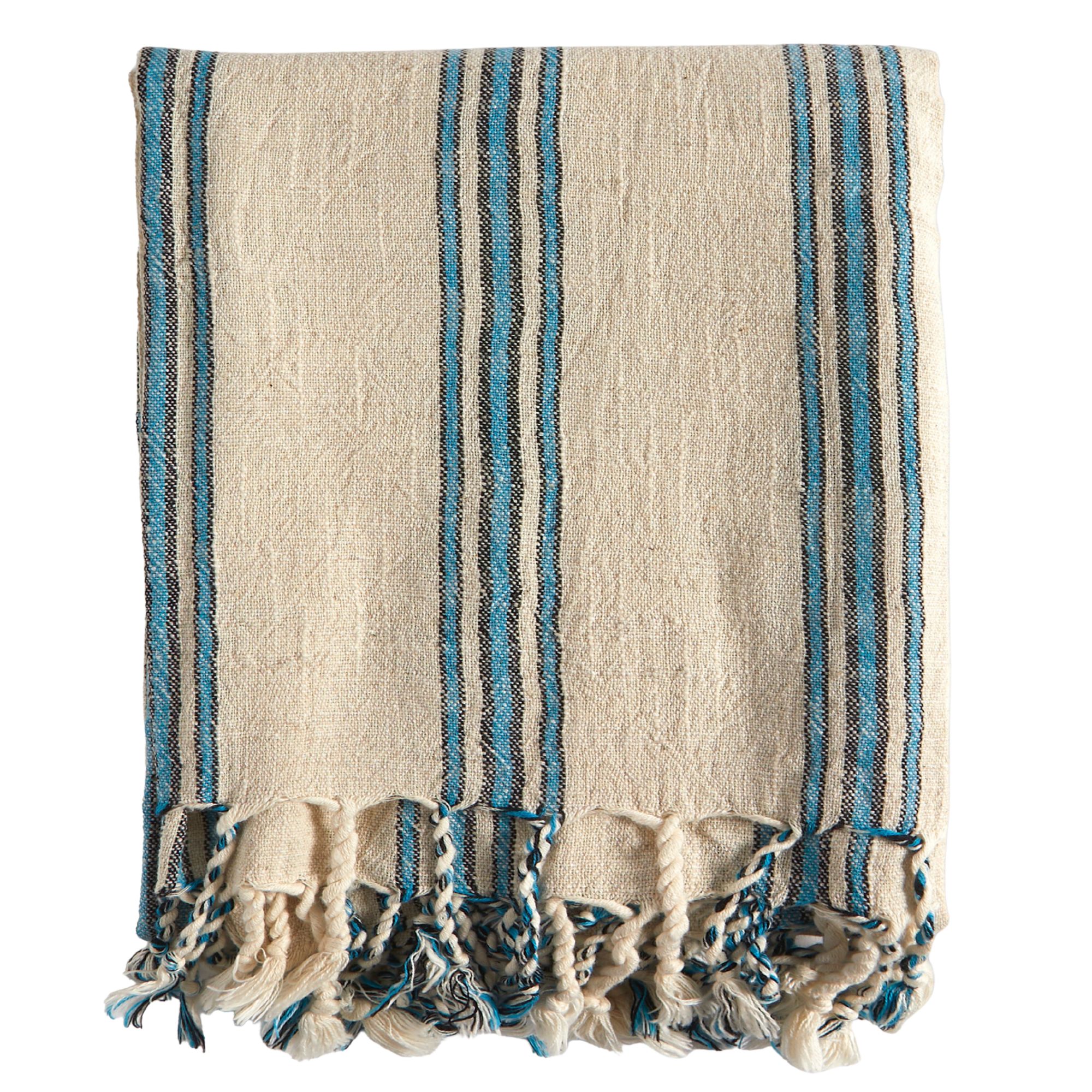Mizar &amp;amp; Alcor, Turquoise Handwoven Linen and Cotton Towels, Set of 2