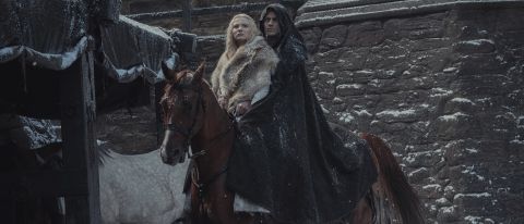Geralt and Ciri riding on Roach in The Witcher season 2