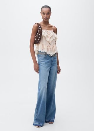 MANGO, Ruffle Top Lace Detail - Women | Mango Usa