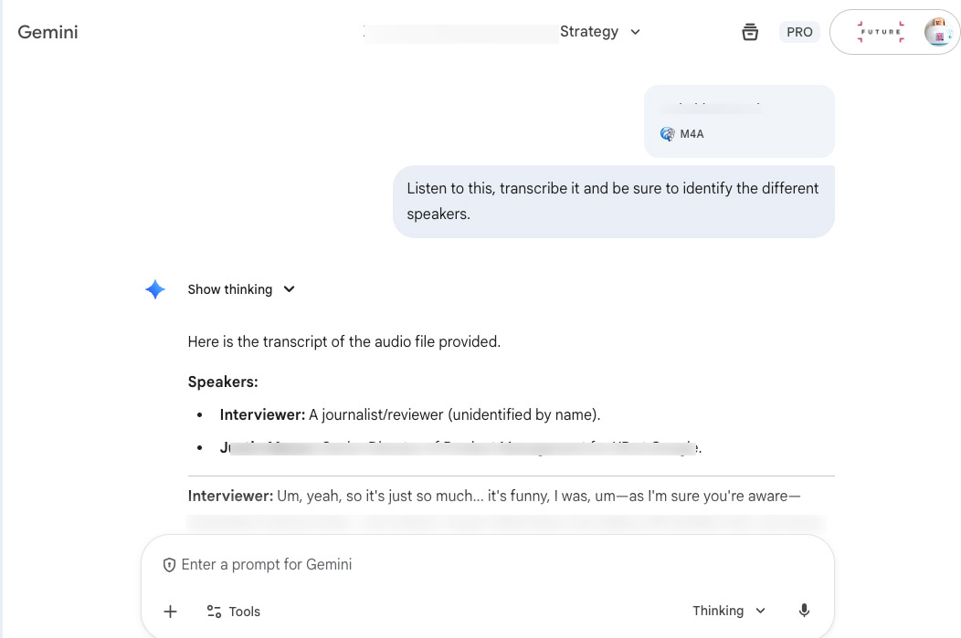 Gemini Listen and Transcribe