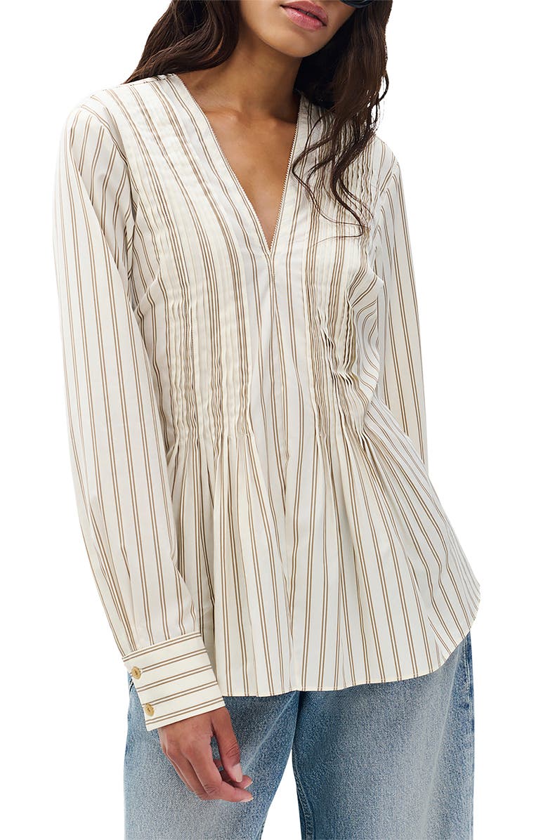 Asher Stripe Pleated Cotton Blouse